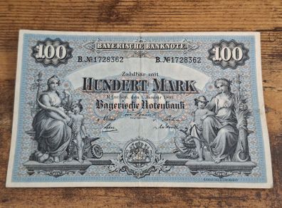 German Empire, Bavaria, 100 Mark Note 1 January 1900, great condition - free standard postage