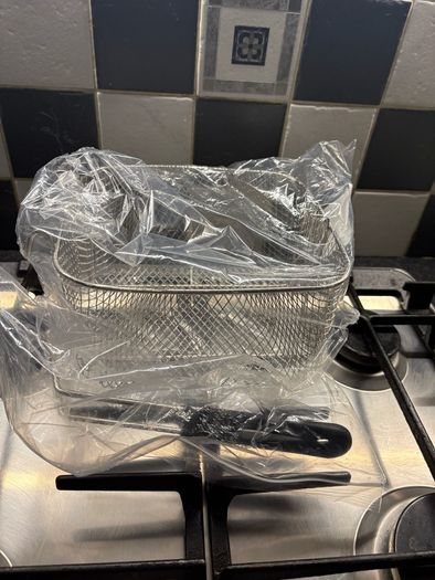 Stainless Steel Fryer Frying Basket Rectangle Wire Mesh Strainer with Long Handle Frying Cooking Tool Kitchen Cooking Tool for 6L fryer