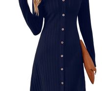 Brand New MYCOLORBLUE Dresses for Women A Line V Neck Long Sleeve.