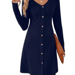 Brand New MYCOLORBLUE Dresses for Women A Line V Neck Long Sleeve.