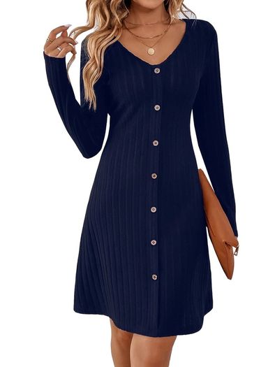 Brand New MYCOLORBLUE Dresses for Women A Line V Neck Long Sleeve.