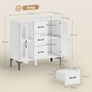 Modern sideboard with soft-close doors, buffet cabinet with 3 drawers, 2 glass doors, adjustable shelves, MDF, white Image 2