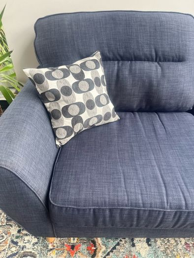 Navy Blue Three Seater Fabric Sofa