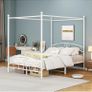 Canopy Bed Frame King Size with Ornate European Style Headboard & Footboard Image 7