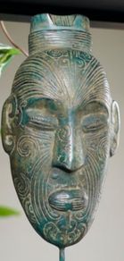 Asian Mask (42cm) - Patinated Bronze