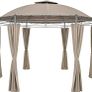 Gazebo Diameter 350 cm Water-Repellent Metal Garden Stable Robust Side Walls Garden Gazebo Luxury Tent Beige Image 6