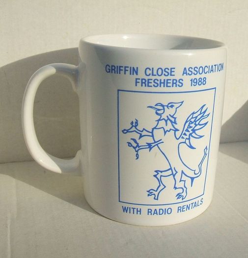 GRIFFIN CLOSE ASSOCIATION FRESHERS 1988 (with Radio Rentals) - commemorative ceramic mug