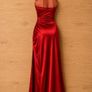 New Red Satin Debs Dress Prom Ball Gown Full Length Evening Gown Image 2