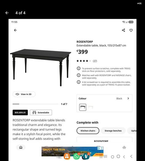 ikea black wood extendable table