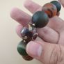 Vintage Etched Carnelian & Nutural Suliemani Agate Big Beads Bracelet Image 6