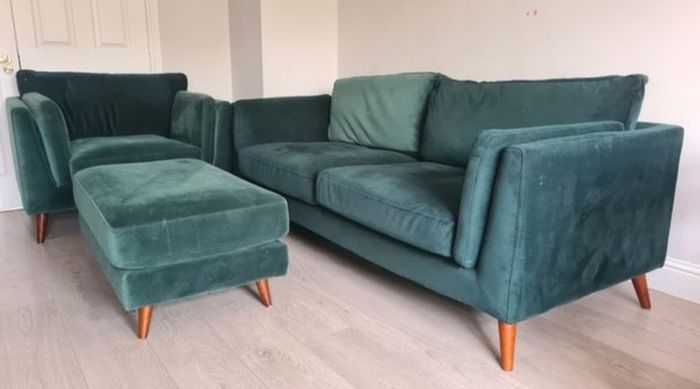 Teal Velvet 3 Seater Sofa