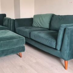 Teal Velvet 3 Seater Sofa