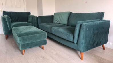 Teal Velvet 3 Seater Sofa