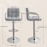 2pcs Adjustable Height Bar Stool Stainless Steel With Armrest Footrest Image 3