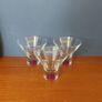 Fabulous Set of Three Vintage Rare Collectable Absolut Vodka "Absolutini" Cocktail/Martini Glasses with Burgundy Base Inserts, Excellent Condition Image 2