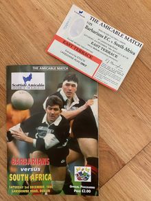 Very Rare 1994 Barbarians v South Africa - International Match Programme + Match Ticket