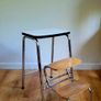 Vintage 1970s French Fold Out Kitchen Step Stool Chrome & Wood Image 7