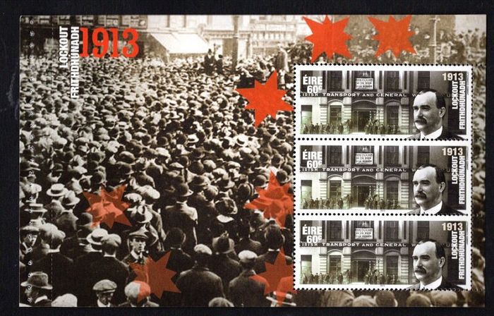 2013 Ireland Centenary of the General Lockout Commemorative Stamp Booklet Mint Never Hinged (MNH). Photos of contents shown.