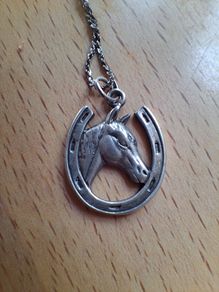 Silver horses head and horseshoe Pendant