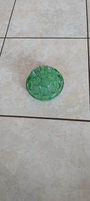 Antique green glass flower frog