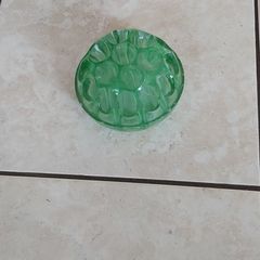 Antique green glass flower frog