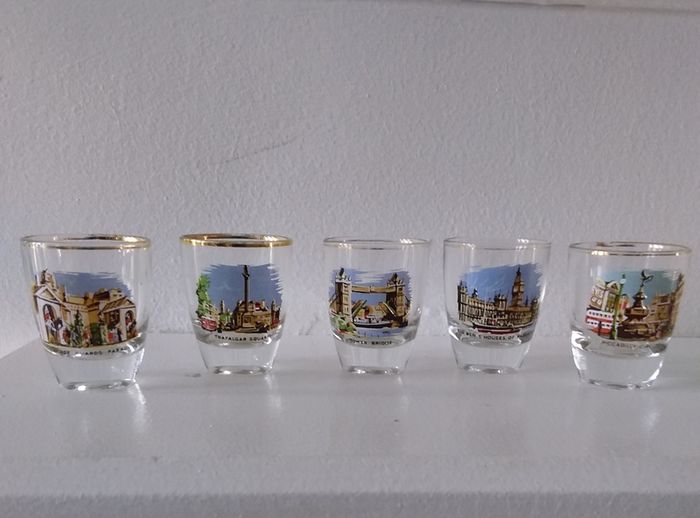Vintage Souvenir Shot Glasses - Scenes of London - 1960s