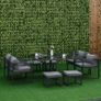 8 Seater Garden Dining Cube Set - Aluminium Outdoor Furniture Set Including Dining Table, 4 Chairs, and 4 Footstools with Cushions, Grey Image 2