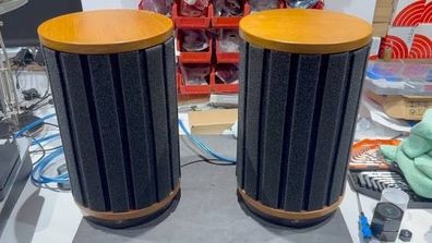 Legendary Rogers JR 149 world renowned Speakers fully restored and Recapped With New grills, binding posts And Falcon T27s Drivers