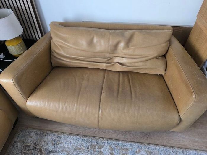 Premium Italian Real Leather Two Sofa Set 2 x 2 Seater Matte Finish