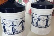 Dutch Opaque White Glass Jars x 2