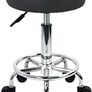 Leather Round Rolling Stool Swivel Height Adjustment Home Office Stool Drafting Lab Kitchen Massage Stools with wheels Office Chair (black) Image 2