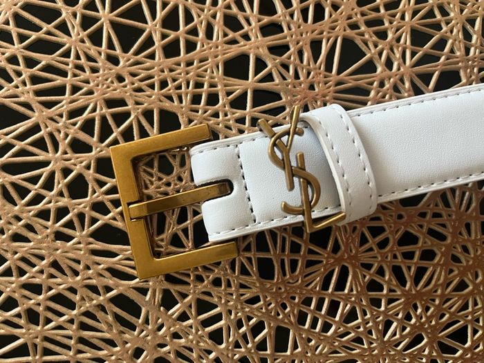 YSL white leather belt size L