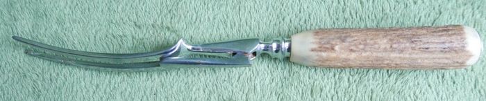 Antique Bone Handle Flatware Serving Meat Fork with Guard