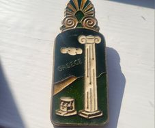 Vintage 1950s Greek Brass & Enamel Desk Clip