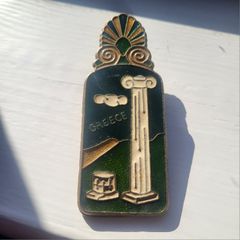 Vintage 1950s Greek Brass & Enamel Desk Clip
