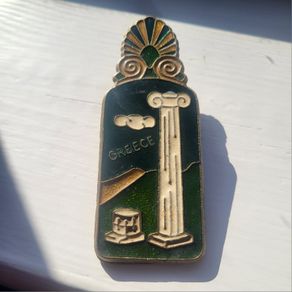 Vintage 1950s Greek Brass & Enamel Desk Clip