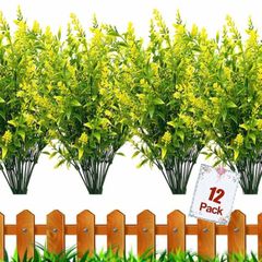 12 Bundles Outdoor Artificial Flowers UV Resistant Fake Boxwood Plants (MULTIPLE COLOURS)