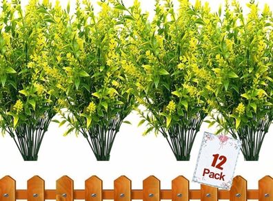 12 Bundles Outdoor Artificial Flowers UV Resistant Fake Boxwood Plants (MULTIPLE COLOURS)