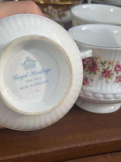 Vintage Regal Heritage Bone China Tea Set Pink Floral and Gold Rim