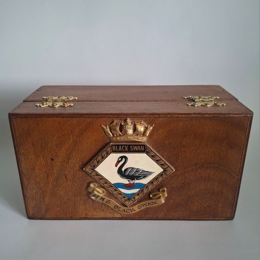 Handmade HMS Black Swan Royal Navy Crest Box