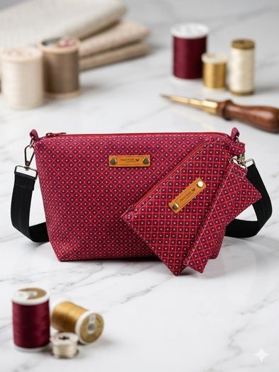 Handbag with matching purse and wristlet (handmade)