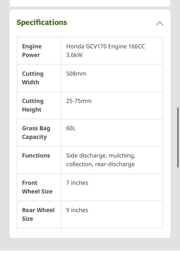 Honda 170cc petrol lawnmower