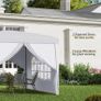 3 x 3m Pop Up Gazebo,. Wedding Party Canopy Tent Marquee with Carry Bag and Windows, White Image 4