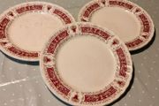 Myott Dinner Plates. Rialto maroon red,