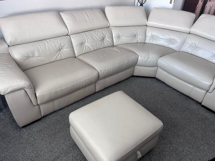 Cream Leather Corner Couch