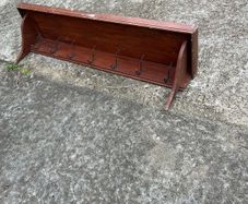 Vintage 5ft coat rack with shelf on top. Hooks for keys