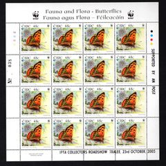 2005 Ireland IPTA Roadshow Tralee October 23rd 2005 Commemorative Stamps Exhibition Souvenir on 2005 48c Butterflies (Small Copper) Sheet Mint Never Hinged (MNH) Number 038