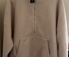 Dunnes Stores Creamy Beige Fleecy Half Zip Top