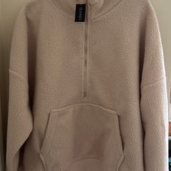 Dunnes Stores Creamy Beige Fleecy Half Zip Top