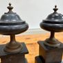 Matching pair of antique marble, slate and brass ornaments. Image 9